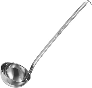 La Cuisine 18/10 Stainless Steel Soup Ladle – 5 OZ Soup Sauce Ladle with hook handle. Mirror Finish