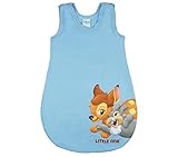 [page_title]-Disney - Bambi Baby- und Kinder- Sommer-Schlafsack ÄRMELLOS aus Baumwolle, UNGEFÜTTERT, mit Bambi und Klopfer, GRÖSSE 56-62, 68-74, 80-86, mit Druck-Knöpfen und Bein-Freiheit Farbe Blau, Größe 92/98