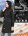 UMIPUBO Women's Softshell Long Rain Jacket Waterproof Fleece Lined Windbreaker Lightweight Insulated Warm up Coat with Hood(Black,L)