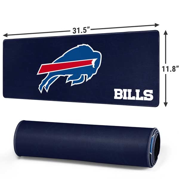 Skinit Large Gaming Mouse Pad - Officially Licensed Buffalo Bills Distressed Design with Stitched Edges, Waterproof, Non-Slip Rubber Base, Desk Mat for Keyboard & Mouse, 31.5