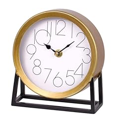 Vin Sees Modern Golden Table Clock on Stand, Decorative Desk and Shelf Clock, Mantel Clock product