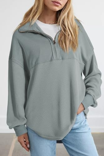 Image of SHEWIN Women Fall Sweatshirt Casual Half Zip Pullover Fall Top 2026 Clothes