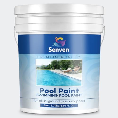 Pool Paint 1 Gallon White Swimming Pool Paint Acrylic Pool Paint Waterproof Coating for Swimming Pools, Concrete, Cement, Rough Plaster, Gunite, Sandblasted Pools,Excellent Stain,Abrasion,Resistance
