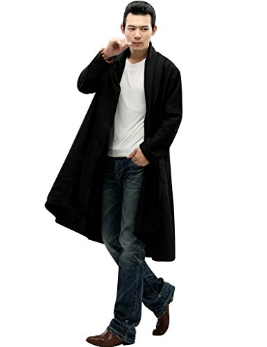 Trenchcoat en coton lin Youlee pour hommes avec col à revers élégant