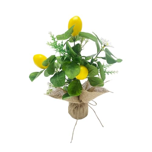 Keebgyy Artificial Lemon Tree Potted Plants, Artificial Lemon Tree Plant Decor, Mini Lemon Small Tree Decorative Ornaments, Artificial Fruit Tree Lemon Decor, for Home Kitchen Decor