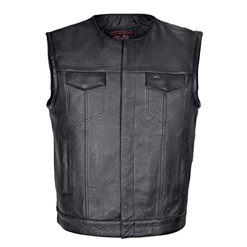 Vance Leathers Vl919 Men's Black Premium Cowhide Leather Biker Motorcycle Vest With Quick Access Conceal Carry Pockets (Xl) #TOP2