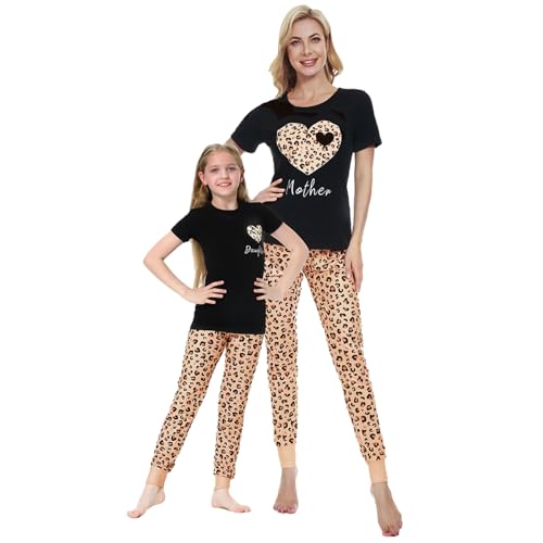 MyFav Mommy and Me Pajamas Heart Print Sleepwear Family Matching Short Sleeve Girls & Women's...