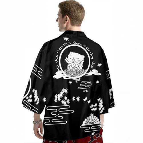 Image of Women's and Men Cardigan Jackets Lightweight Japanese Kimono Open Front Long Sleeves Coat