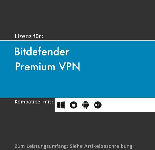Lizenz für Bitdefender Premium VPN I unbegr. VPN | 2026 | 5 o. 10 Geräte | 1-3 Jahr(e) | originale Vollversion | Win/Mac/Android/iOS | Lizenzcode per Post (FFP) von softwareGO (3 Jahre, 5)