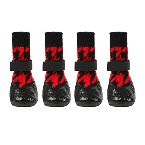 lanboer 2 Pairs Waterproof Dog Socks with Adjustable Straps - Anti-Slip Pet Paw Protectors for Indoor Outdoor Wear - Traction Control Dog Boots for Small Medium Dogs and Cats