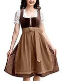 GloryStar Women's German Dirndl Dress Costumes for Bavarian Oktoberfest Carnival Halloween Brown-velvet M