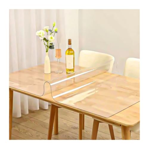 Nappe transparente anti-tache en PVC pour protéger une table en bois