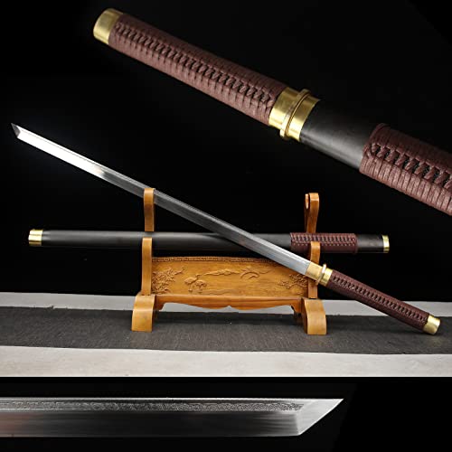 103cm handgefertigte gerade Samurai-Schwerter,Klinge aus hohem Manganstahl,Stulpen aus reinem Kupfer,Scheide aus natürlichem Ebenholz,echtes Katana für die Kendo-Kampfkunst-Geschenkkollektion Cover