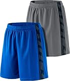 [ATHLIO] トレーニングウェア インナー無し ハーフパンツ メンズ パンツ ランニングウェア 7インチ丈 メッシュ 2枚組 [UVカット・吸汗速乾] フィットネス ウェア ジョギング ジム 筋トレ バスケ バスケットボール ウォーキング 陸上 CBH02-GBU_XL