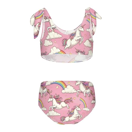 Wusikd Cute Unicorns Girls Swimsuits Two Piece Rainbows Pink Swimwears Bikini Set for for Girls Size 3T2