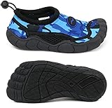 NORTY Footwear Children Unisex Boys and Girls Slip on Aqua Socks Pool Beach Water Shoes with Molded Toes (Camouflage Blue, Numeric_3)