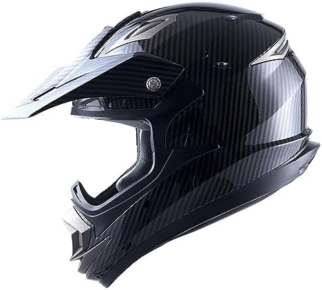 1Storm Adult Motocross Helmet Off Road MX BMX ATV Dirt Bike Mechanic HGXP14B Carbon Fiber Black
