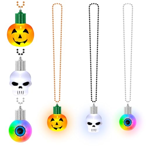 3PCS Halloween Necklace Glow Party Favors for Trick or Treat Party Decor