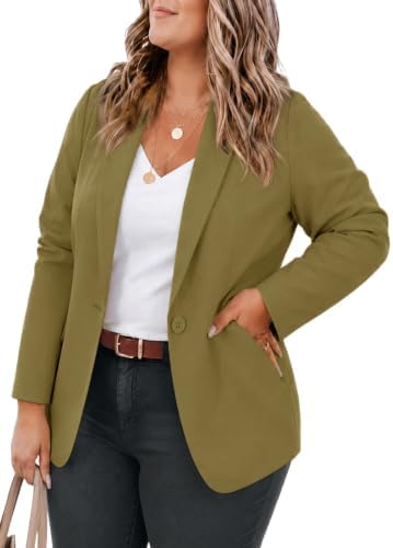 Cicy Bell Womens Plus Size Casual Blazer Lapel Long Sleeve Suit J...