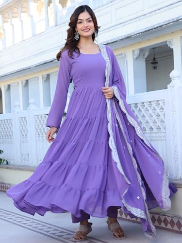 Image of Wedani Georgette Sequins Work Anarkali Kurta Set for Women