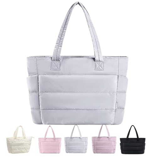 Puffer Travel Tote, Quilted Puffer Tote Bag for Women Large SizeLightweight Puffy Tote Bag with Compartments