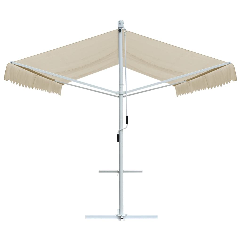 Festnight Store Double Pente 5 x 3 m Store Banne Autoportant Double Pente à Manivelle pour Terrasse et Jardin Auvent autoportant,Anti-UV-Crème-5 x 3 m