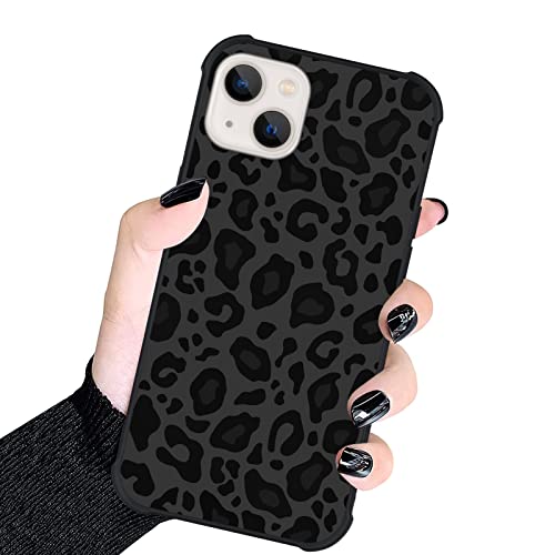 Image of KANGHAR Case Compatible with iPhone 13,Black Leopard Design | Tire Texture Non-Slip +Shockproof Rugged TPU Protective Case for iPhone 13 6.1 Inch (2021) Leopard Pattern