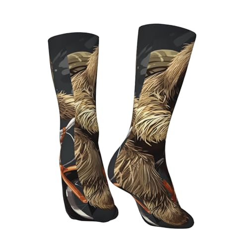 Cycling sloth Crew Socks Women Men Cushioned Athletic Socks Adult Calf Socks Casual Above Ankle Sock2