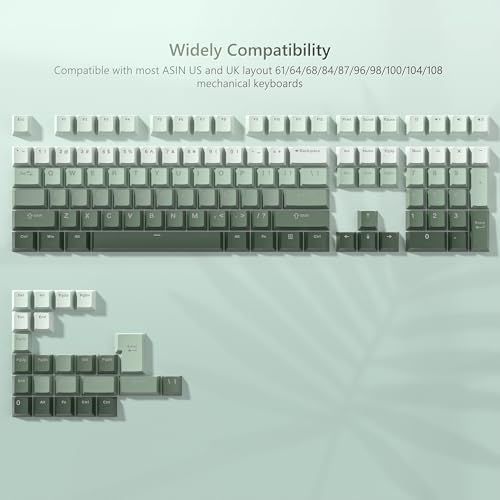 Image of Womier Green Keycaps for Mechanical Keyboard, Shine Through PBT Keycaps
