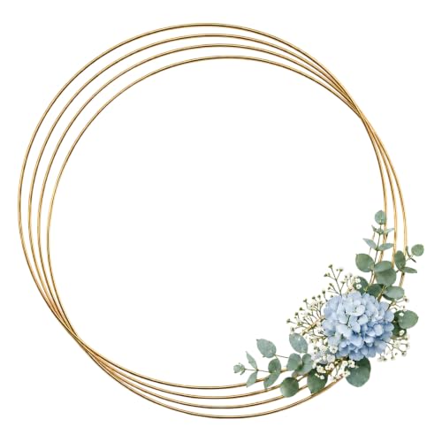 Image of Pocoxll 4 Pcs Metal Floral Hoops, Wreath Macrame Hoop Rings, Metal O Rings