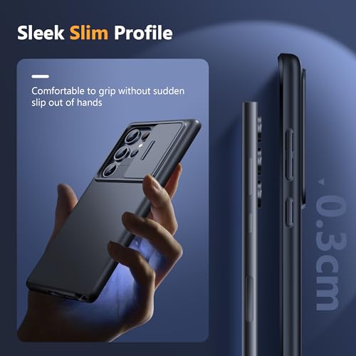 TONGATE for Samsung Galaxy S24 Ultra Case with Camera Cover, [2 Front Frame & Screen Protector] [Silky Touch] [Military Drop Protection] Shockproof Slim Matte Phone Case for S24 Ultra 6.8\", Black - Thumbnail 5