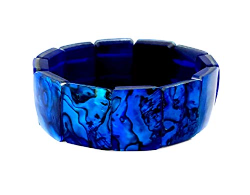 Blue Natural Abalone Shell Stretch Cuff Bracelet 6 To 8 Inch Stretchable Handmade Women Paua Jewelry Da492-B #TOP22