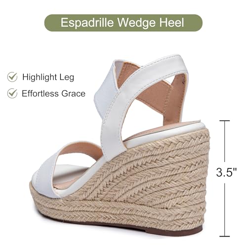 Image of Vepose Women's Open Toe Espadrille Wedge Sandals with Ankle Strap 881