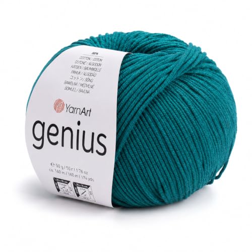 YarnArt Genius Soft Cotton Blend Yarn, 1 Pack (1.76 oz / 174 Yds)