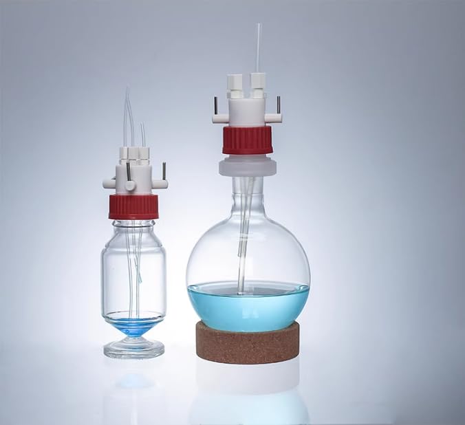 Tapa de válvula de dos/tres puertos for tapa de botella de laboratorio GL45: cuerpo de PTFE, válvula de PCTFE,(1/8" Two-Port)