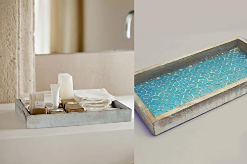 Nu Steel TR-248 Luxury Aqua Marine Mirror Mosaic & Wood Tray thumb #7