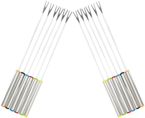 ABOOFAN Stainless Steel Fondue Forks and Versatile 9.43 Inch Long 12pcs with Heat-resistant Handle, Easy to Clean for Hot Pot Cooking and Cheese Serving at Family Gatherings