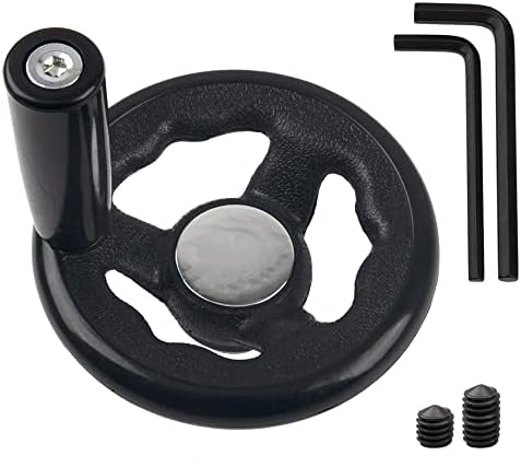 Rrina 0.47x4inch Diameter Round Hand Wheel W Revolving Knob Handle for Mill Drillpress Crank Lathe