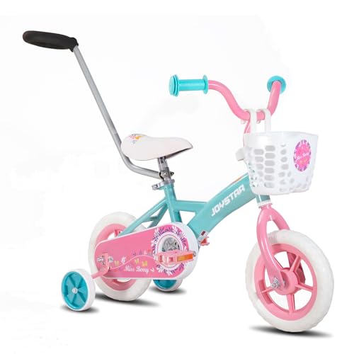 Image of JOYSTAR 10 & 12 Inch Kids Bike for Boys and Girls Ages 1-4 Years, Toddler Bike with Training Wheels & Basket, Detachable Parent Push Handle, Kids Pedal Bike, Multiple Colors
