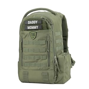 TBG – Mens Tactical Diaper Bag Backpack w/Built-in Changing Mat, Stroller Strap (Ranger Green 4th Gen)