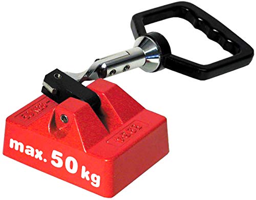 Magnetheber Handmagnet Haltemagnet 118 x 98 x 38mm, Plattenhubmagnet mit Nockenfreigabe - Zugkraft 50 kg - Magnet-Heber enthält kraftvolle permanente Ferrit-Magnete in einem Aluminiumgehäuse