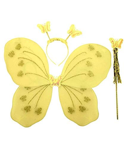 LUDALY Girls Butterfly Fairy Angel Wing, Wand and Hairband for Baby Kid Birthday Occasions 1 PC (Yellow) (B0C2Z4L15B) Amazon Price History, Amazon Price Tracker