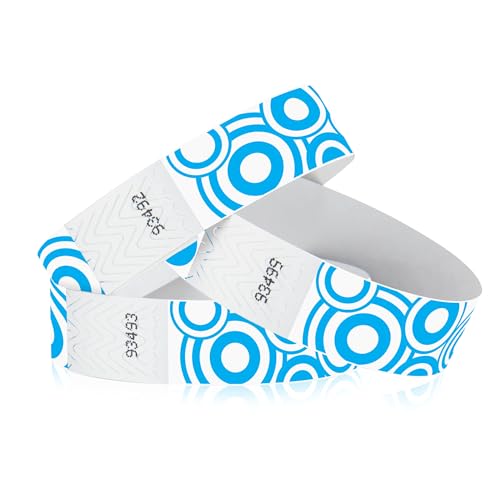 500 WristCo Blue Disks Tyvek Wristbands for Events - Tamper-Proof