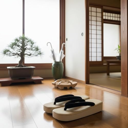 Pantuflas japonesas geta con suela de madera antideslizante para adultos 4