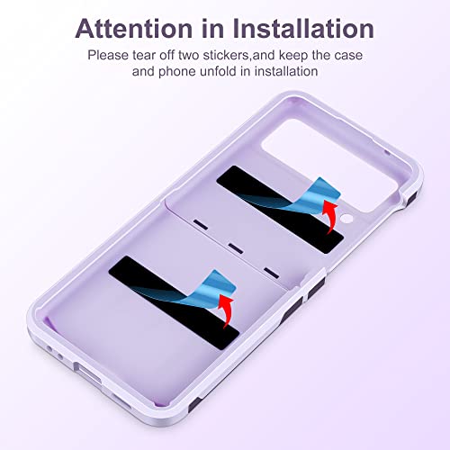 Image of SAMONPOW for Samsung Galaxy Z Flip 4 Case, Z Flip 4 Case with Upgraded Hinge Protection Dual Layer Hard PC Soft TPU Bumper Full Body Shockproof Flip 4 Phone Case for Galaxy Z Flip 4 5G (Purple)