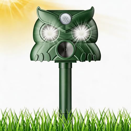 Ahuyentador de gatos ultrasónico solar para jardín, 3 modos, ahuyentador de martas, ahuyentador de animales, con detector de movimiento y luz intermitente para gatos, perros, ratones, pájaros, martas