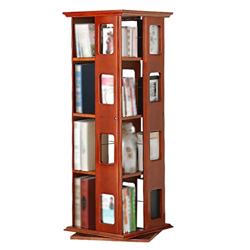 CHEMYO Estantería Giratoria, Estantería Móvil Redonda De Madera Maciza Estante Estantes De Pie De Piso De 360 ° para Sala De Estar De Oficina Familiar (Color : Red, Size : 44x44x120cm)