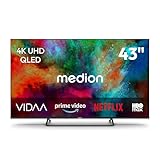 MEDION 108 cm (43 Zoll) QLED Fernseher (Smart TV, Dolby Vision HDR, HBO Max, MagentaTV, Prime Video, Disney+, DAZN, Paramount+, Dolby Atmos, VIDAA Store, PVR, Bluetooth, MD 843602)