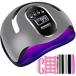 Lamparas Para Uñas Baratas Amzeeniu Lampara LED Uñas 168W,Profesional Secador de Uñas LED UV Lampara Uñas Gel con Sensor Automatico Maquina Uñas De Curado Rápido Luz Lamp,4 TemporizadoresManicura/Pedicure Nail Art Salón