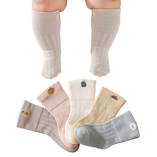 Huakunda Baby Wiggle Proof Socken Kinder Baumwolle Crew Taufe Socken Solid Farbe Knöchel Socken für Neugeborene Kleinkind Kleinkinder 0-36 Monate Cover